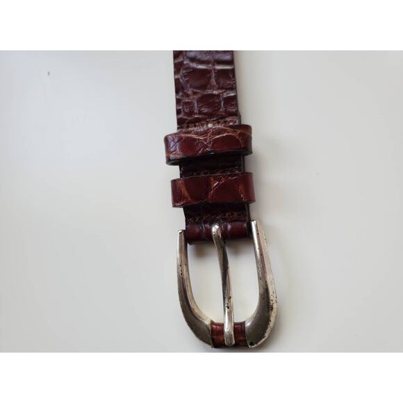 Garuglieri Italian Brown Genuine Crocodile Leather Belt Size M - Picture 4 of 7